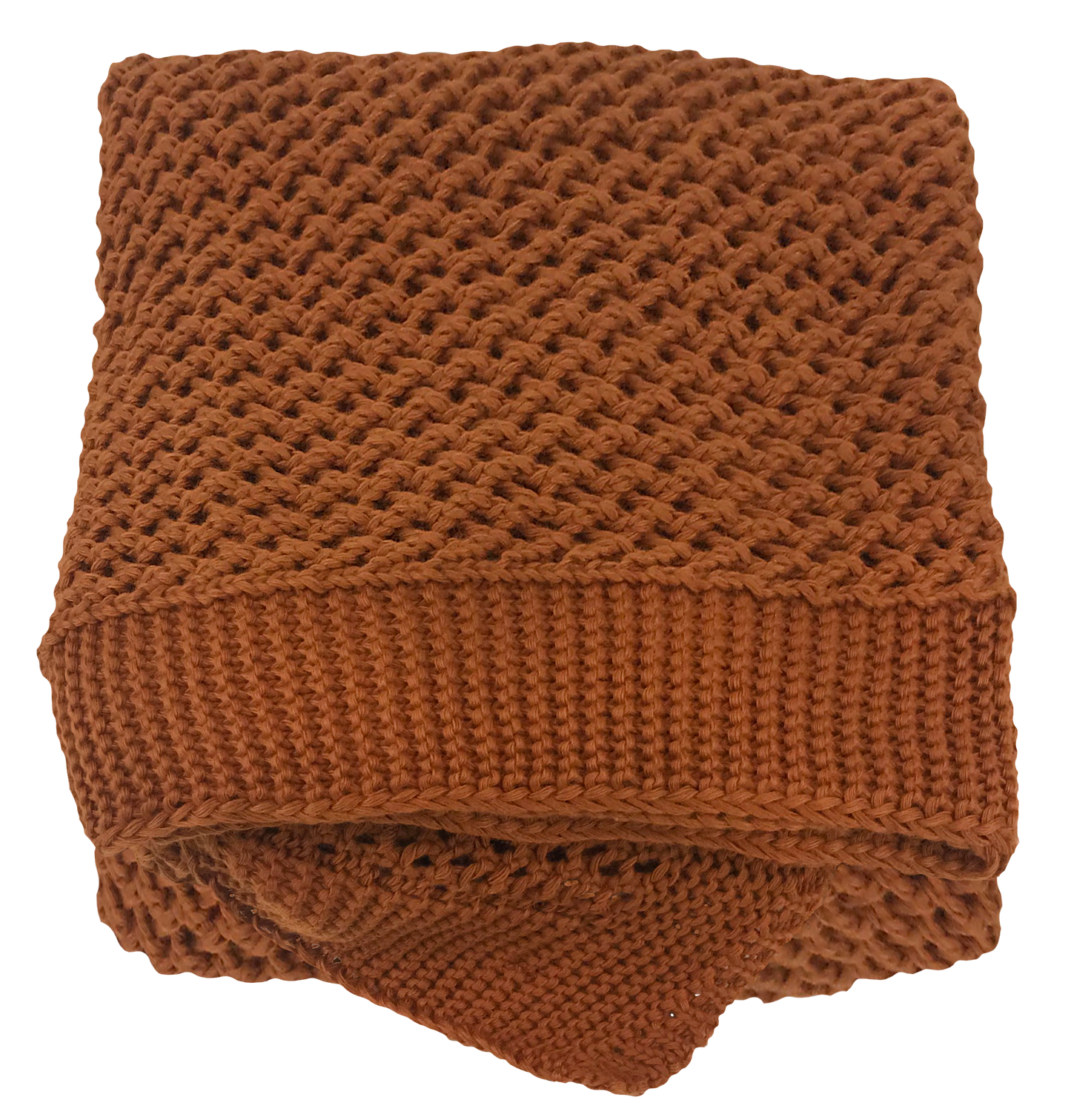 MANTA TRICÔ TRAMA CROCHÊ 0,90X1,80 FERRUGEM