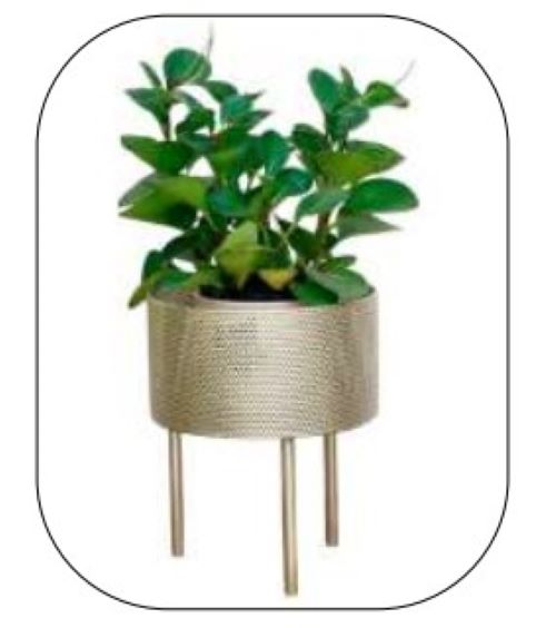 CACHEPOT DRUM PIEDS GOLD 20X24.5CM MT