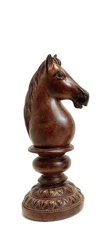 Escultura Xadrez Cavalo Marrom 20cm - AQUI VC DECORA
