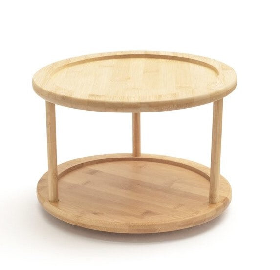 ORGANIZADOR GIRATORIO DE BAMBU 2 ANDARES - OIKOS - AQUI VC DECORA