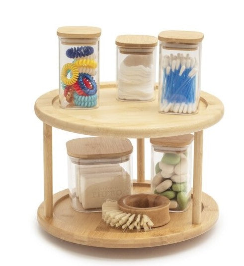 ORGANIZADOR GIRATORIO DE BAMBU 2 ANDARES - OIKOS - AQUI VC DECORA