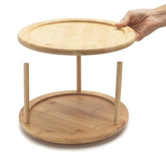 ORGANIZADOR GIRATORIO DE BAMBU 2 ANDARES - OIKOS - AQUI VC DECORA