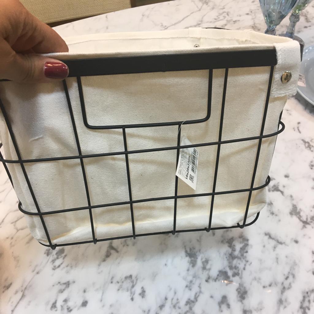 Cesto Organizador Metal Preto Forrado