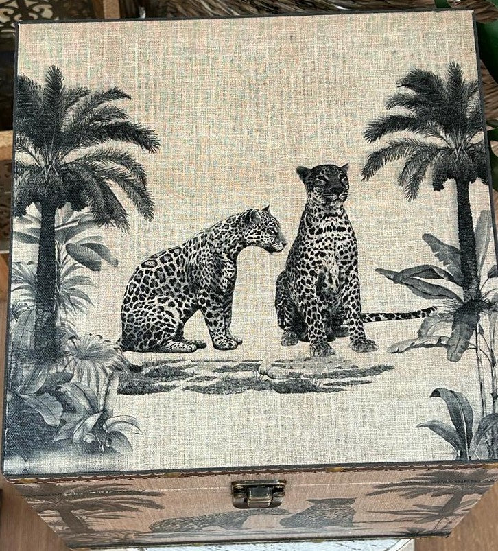 CAIXA QD MDF KANVAS DES ANIMAIS 20X20X20CM