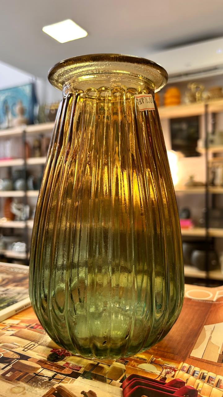VASO VIDRO MULTICOR FRISADO