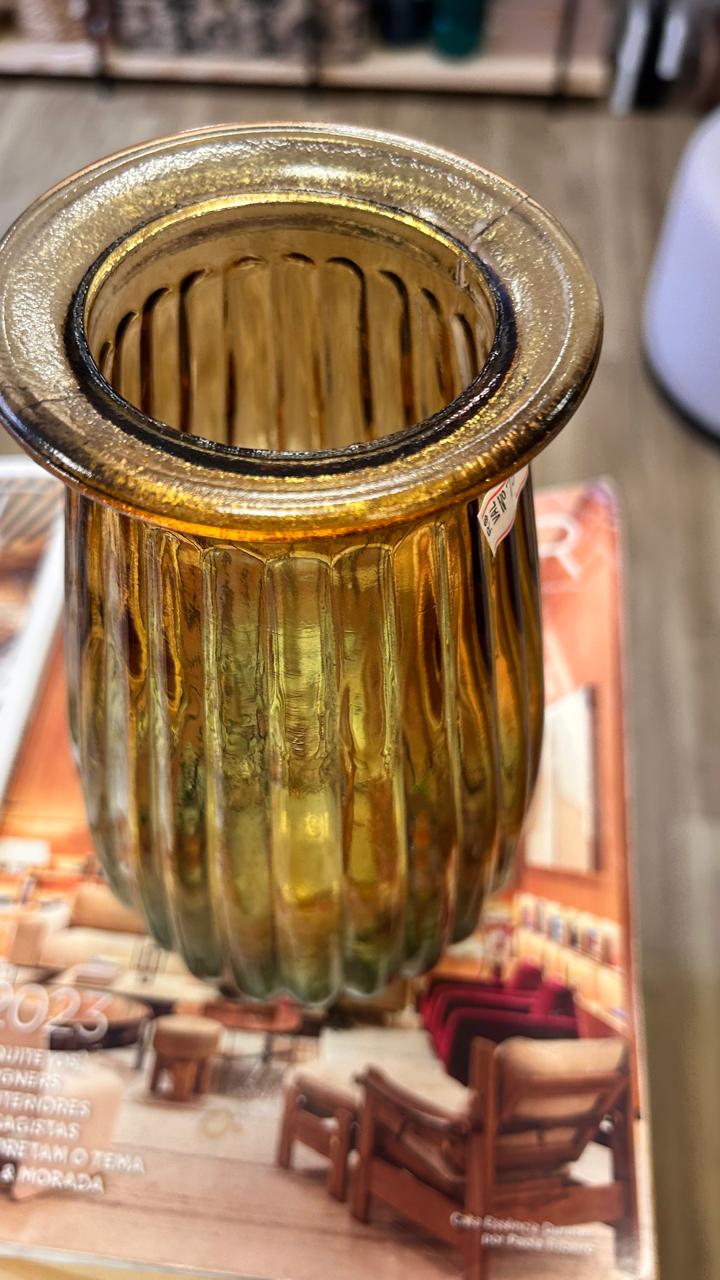 VASO VIDRO MULTICOR FRISADO