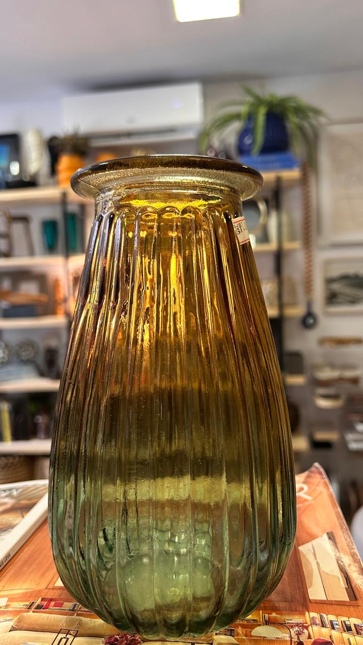 VASO VIDRO MULTICOR FRISADO