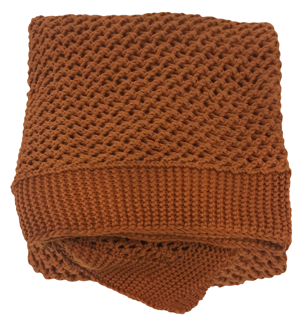 MANTA TRICÔ TRAMA CROCHÊ  0,90X1,80 FERRUGEM