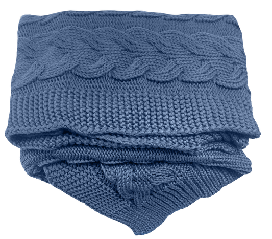 MANTA TRICO TRAMA CASCATA 0,90X1,80 AZUL JEANS