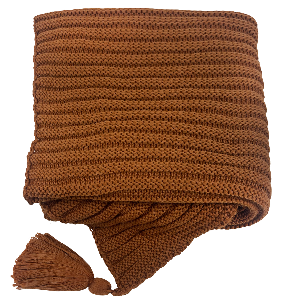 MANTA TRICO TRAMA LISTRAS 0,90X1,80 TERRACOTA