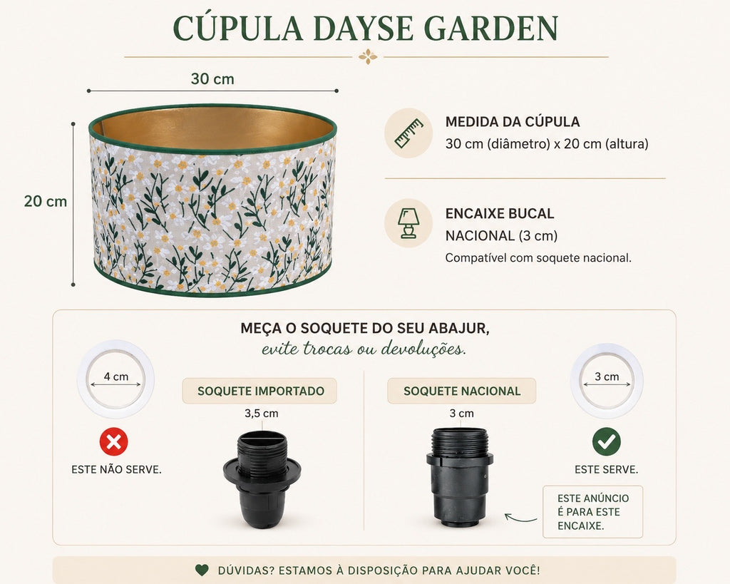Cúpula Daisy Garden Bordado/ Dourado