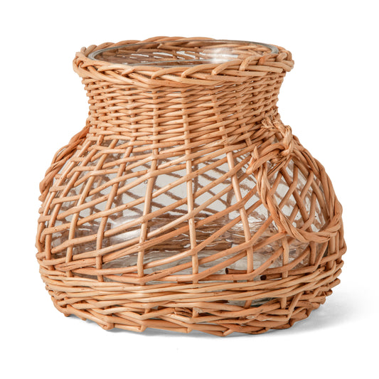 Vaso Em Vidro Com Fibra Natural Mart 16,5cm