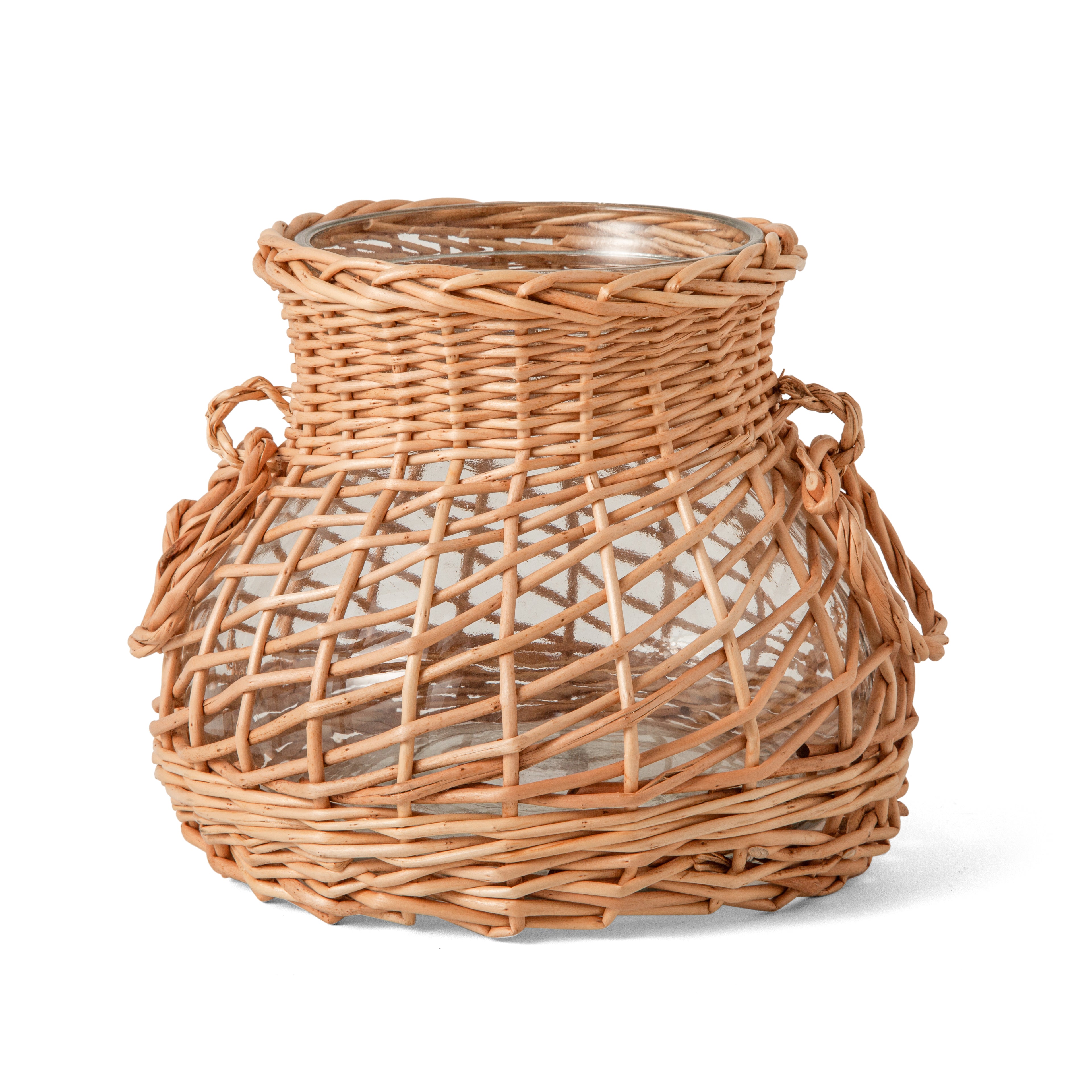 Vaso Em Vidro Com Bambu 14x10cm