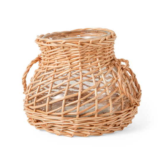 Vaso Em Vidro Com Bambu 14x10cm