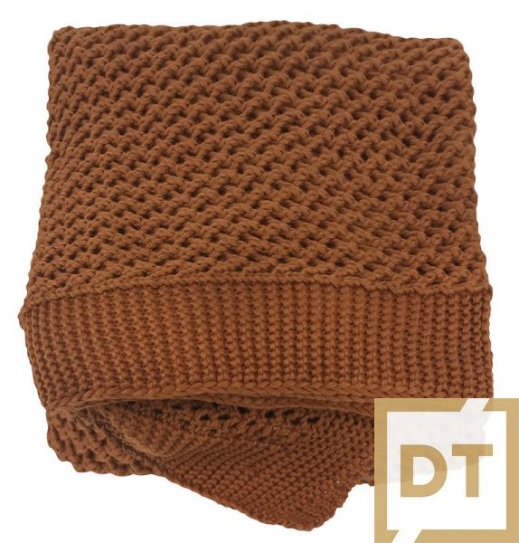 MANTA TRICÔ TRAMA CROCHÊ  0,90X1,80 FERRUGEM