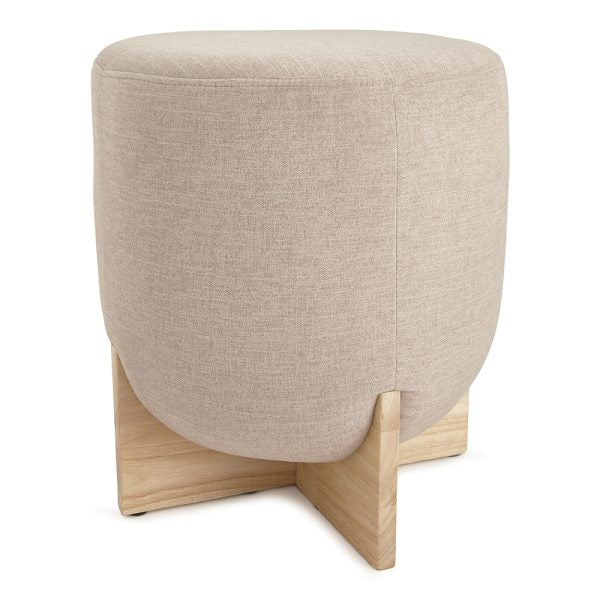 PUFE EM MADEIRA E SUEDE CINZA 18675