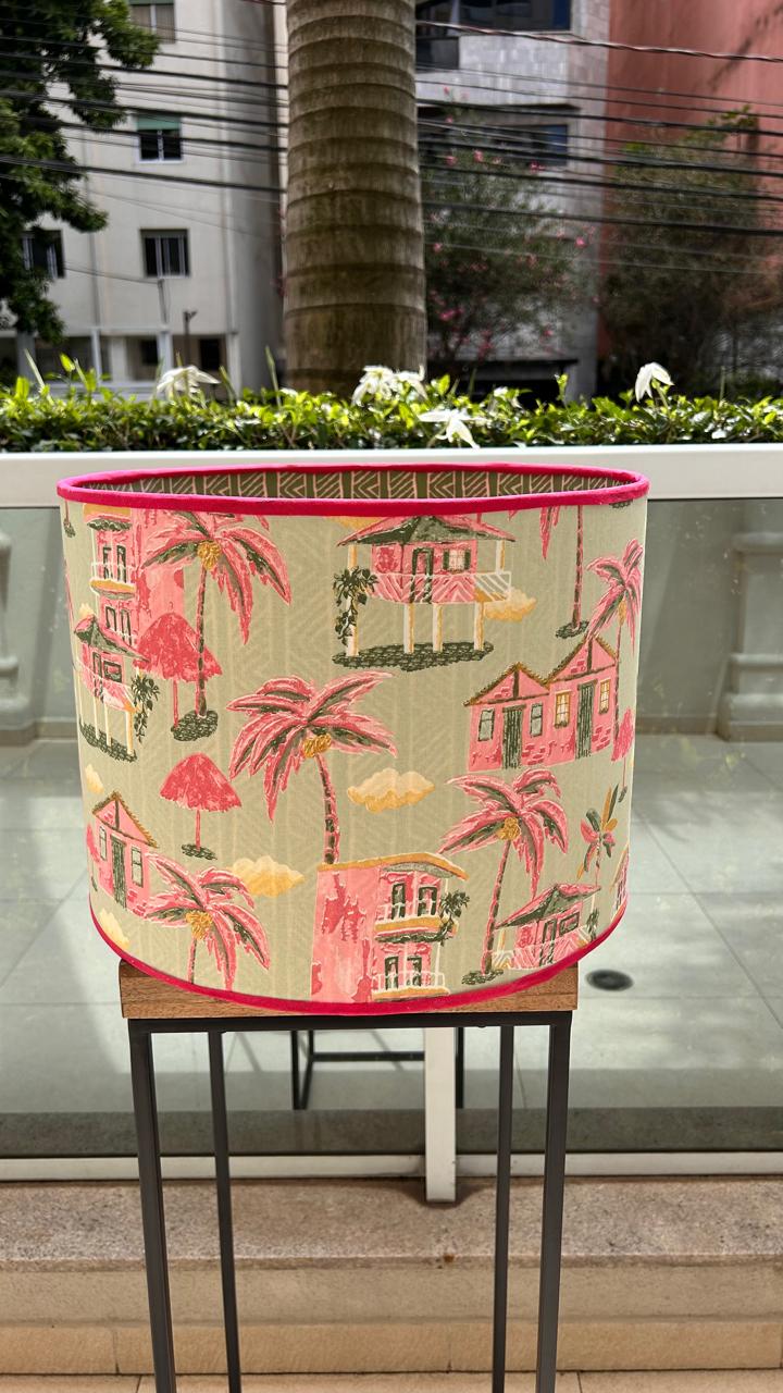 CÚPULA "PRAIA VERDE E ROSA" 40CMX30CM