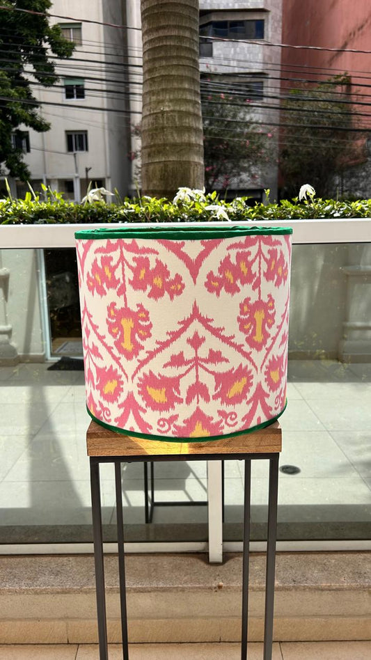 CÚPULA  DE ABAJUR 40X30CM MAG ROSA/VERDE