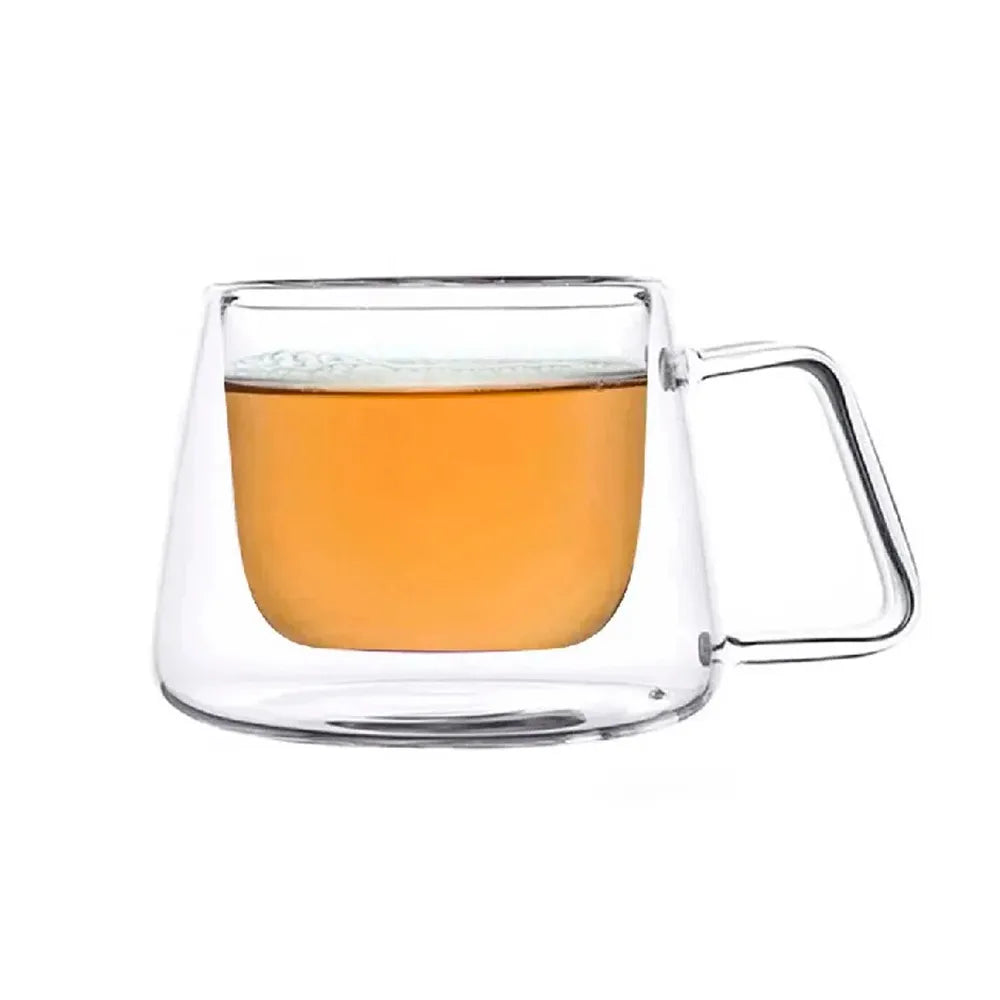 Caneca de Vidro Borossilicato com Parede Dupla – Elegância e Conforto
