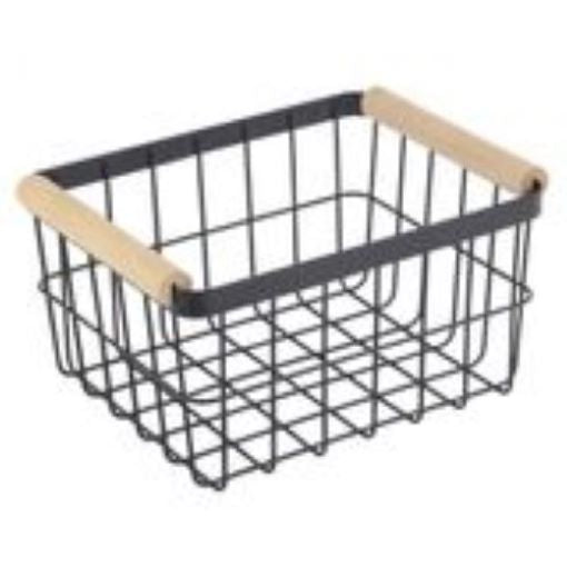 Cesto Organizador Aramado e Madeira