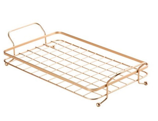 BANDEJA DE METAL DOURADO FOSCO 48X25 CM