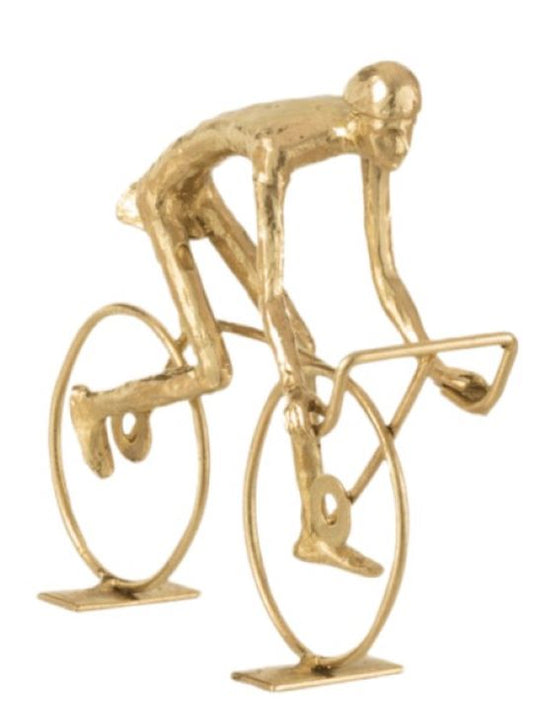 ESCULTURA CICLISTA DOURADA - AQUI VC DECORA