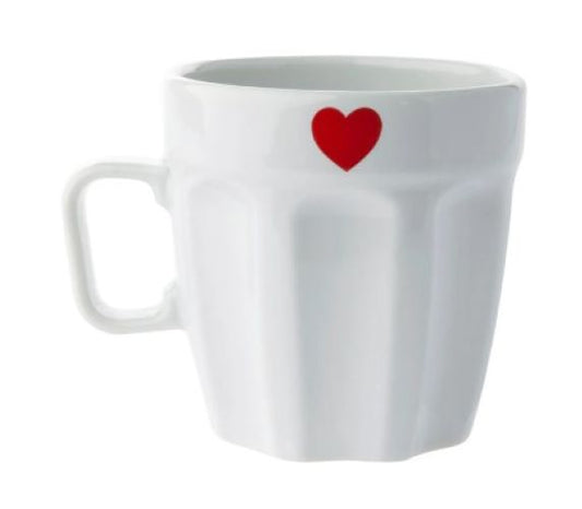 Caneca Canelado Coração Vermelho
