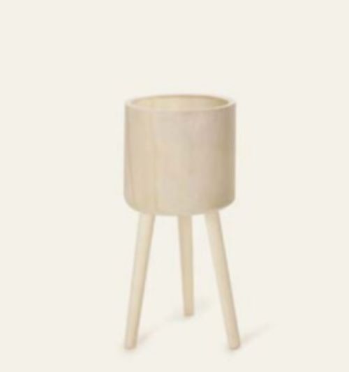 Cachepot de madeira rustico de chão com suporte 20x46 cm