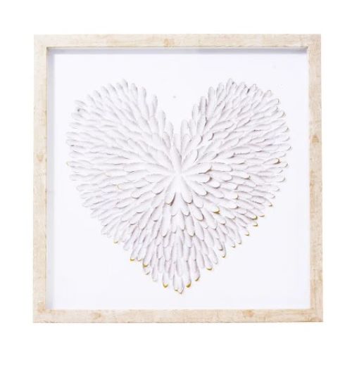 QUADRO CORACAO BRANCO 40X40 CM