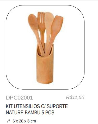 Conj.  Utensílios em Bambu