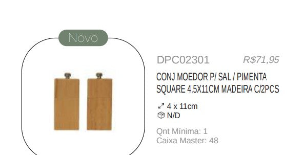CONJUNTO MOEDOR SALEIRO/PIMIMENTEIRO SQUARE