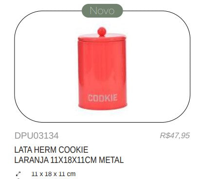 LATA HERM COOKIE LARANJA 11X18X11CM MT