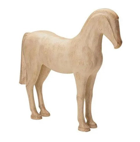 Escultura em poliresina cavalo bege 36x35 cm