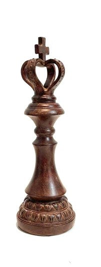 Escultura Xadrez Rei Marrom 20cm - AQUI VC DECORA