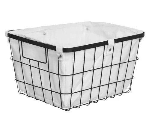 Cesto Organizador Metal Preto Forrado