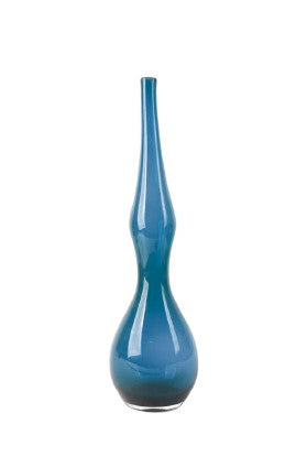 VASO NO FORMATO DE GARRAFA CURVAS AZUL