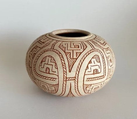 Vaso Marajoara Bolinha Cerâmica Clara