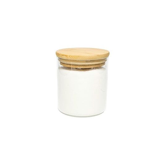POTE 400ML DE VIDRO COM TAMPA DE BAMBU CIRCULAR MANTIMENTO - OIKOS NATURAL
