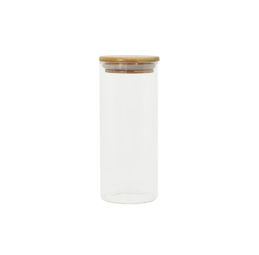 POTE 450ML DE VIDRO COM TAMPA DE BAMBU CIRCULAR MANTIMENTO - OIKOS NATURAL