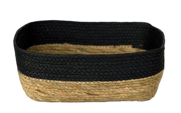Cesto De Fibra Natural Organizador Preto 32x26x12 Cm - AQUI VC DECORA