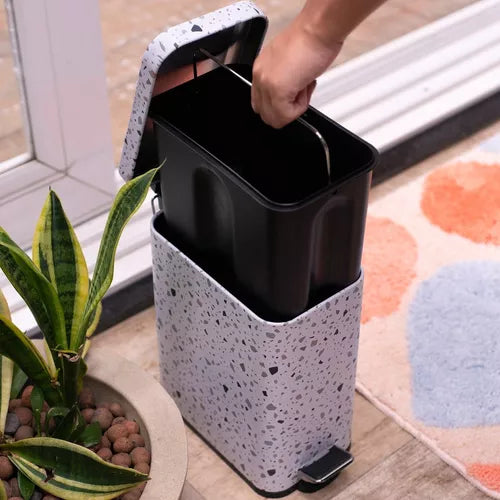 Lixeira Retangular De Metal Com Pedal Granilite 5l - Oikos