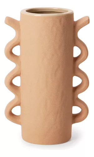 VASO EM CERAMICA ALÇAS ROSA 25,5 X 18cm