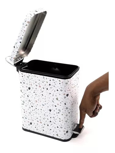 Lixeira Retangular De Metal Com Pedal Granilite 5l - Oikos