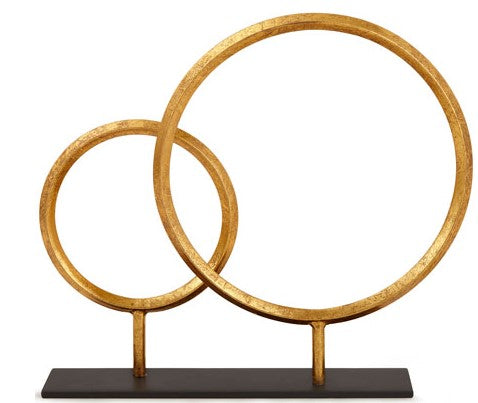 ESCULTURA EM METAL CIRCULOS DOURADO 37X31 CM