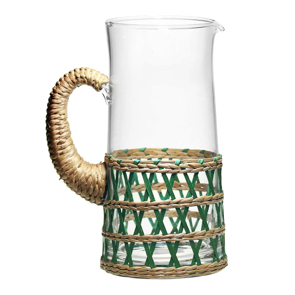 JARRA EM VIDRO E RATTAN 12CM X 24,5CM
