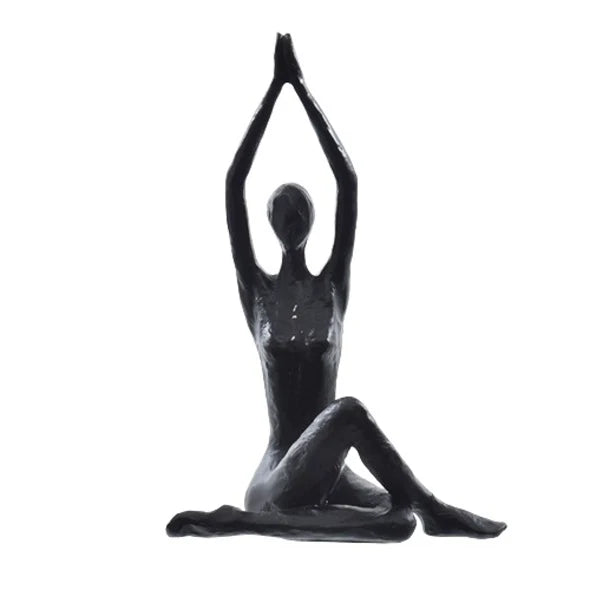 ESCULTURA YOGA MAOS ALTA PRETA 23CM