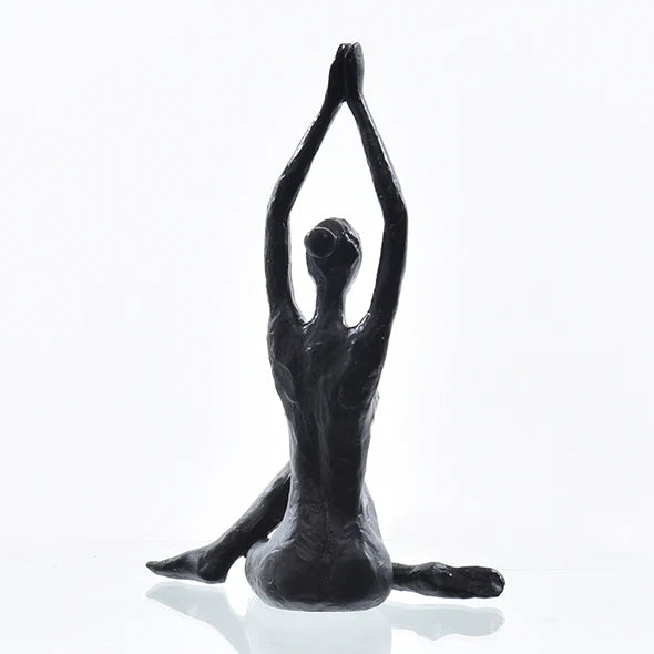 ESCULTURA YOGA MAOS ALTA PRETA 23CM