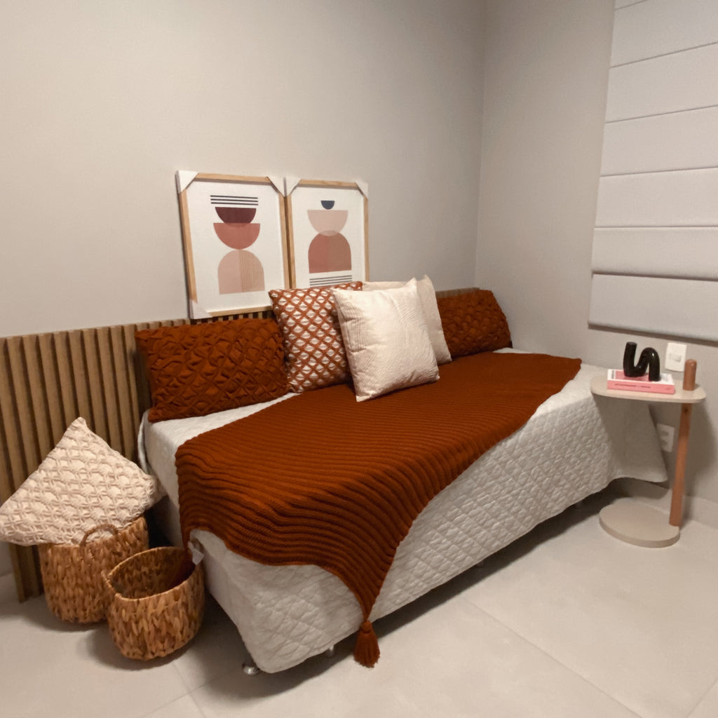 MANTA TRICO TRAMA LISTRAS 0,90X1,80 TERRACOTA