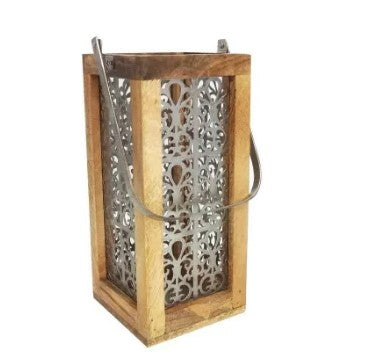 LANTERNA RETANGULAR EM MADEIRA SHOREA G