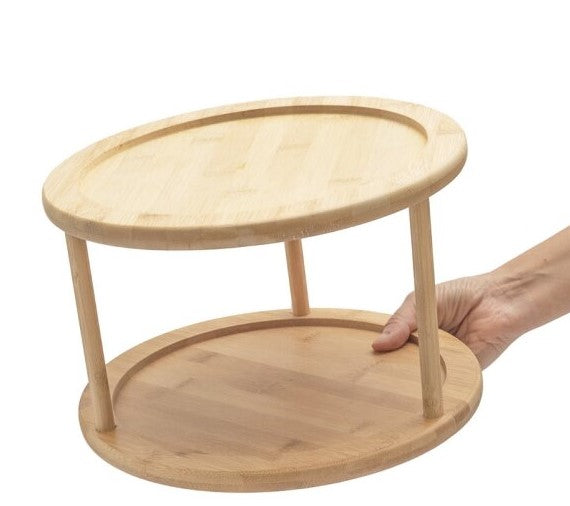 ORGANIZADOR GIRATORIO DE BAMBU 2 ANDARES - OIKOS - AQUI VC DECORA